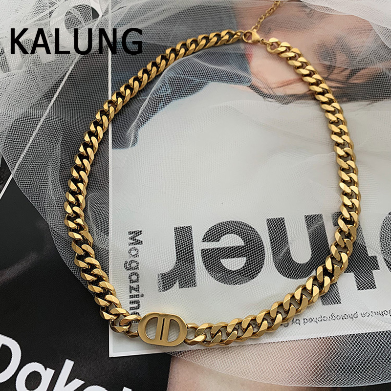 Fashion Korean Kalung 18K Emas Asli Titanium Anti Karat Kalung Hadiah Liburan Terbaik 327S1#