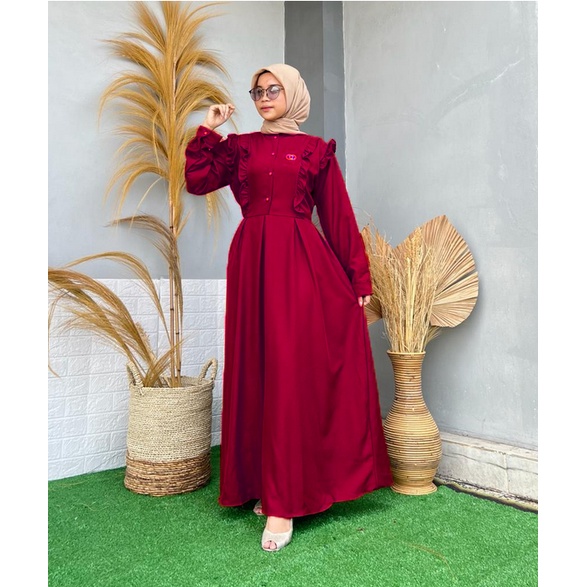 BISA COD - MAUVEE RELINE GAMIS TERBARU MAXY MAUVEE SHAKILA READY 2UKURAN SIZE L-XL / GAMIS MAUVEE FREE BROSS / GAMIS POLOS YANG SUPER MEWAH