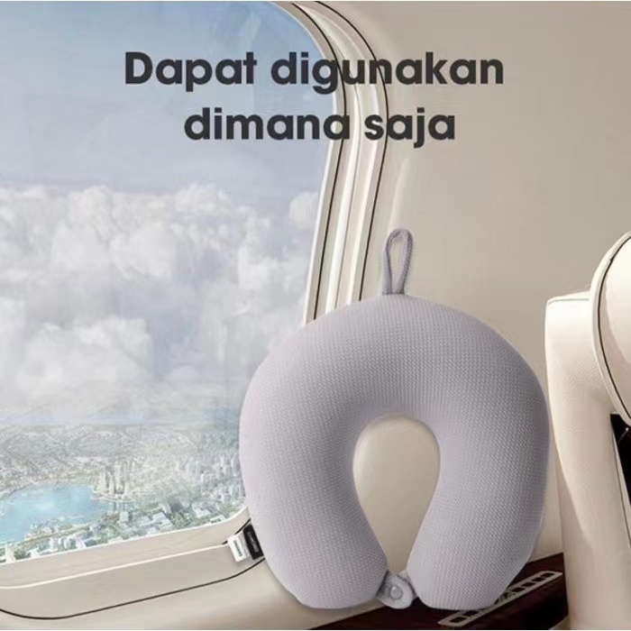 Bonbox BNP100 Neck Pillow Bantal Leher Travel Anti Pegal Lembut Multifungsi Dengan Kancing - Garansi Resmi 1 Tahun