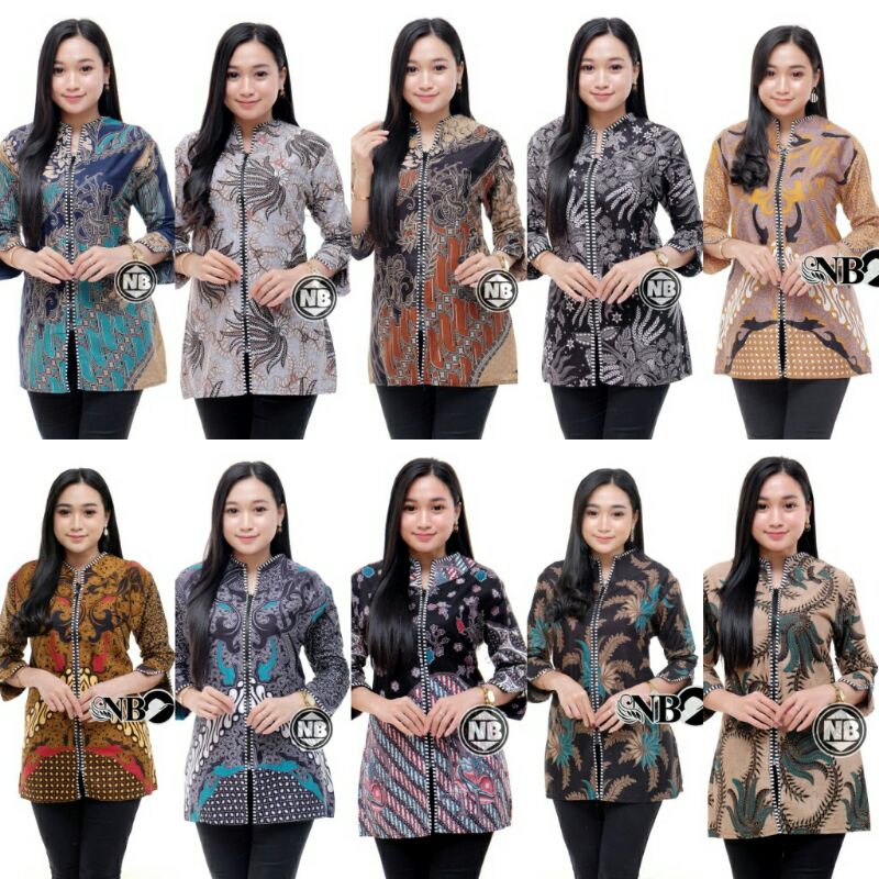 tey-17 Batik wanita ASJ SA HRB026 Kenongo Kemeja Tosca Pendek