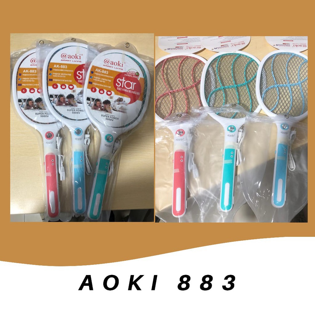 Raket Nyamuk Aoki AK 883L / Pembasmi Serangga / Raket Nyamuk Cas Rechargeable / Perangkap Nyamuk