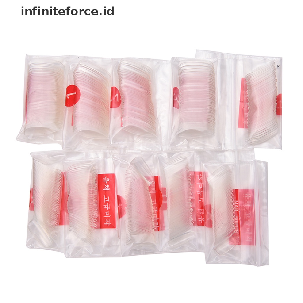 Infiniteforce.id 500Pcs / Set Kuku Palsu Akrilik UV Gel Full Cover Untuk Nail Art / Manicure