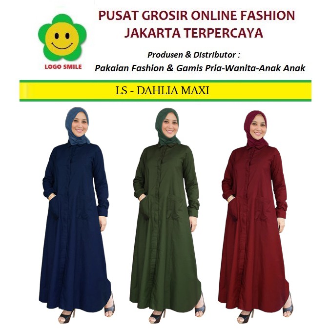 Dahlia Maxi - Logo Smile (LS) - Ukuran L - Matt Katun Poplin