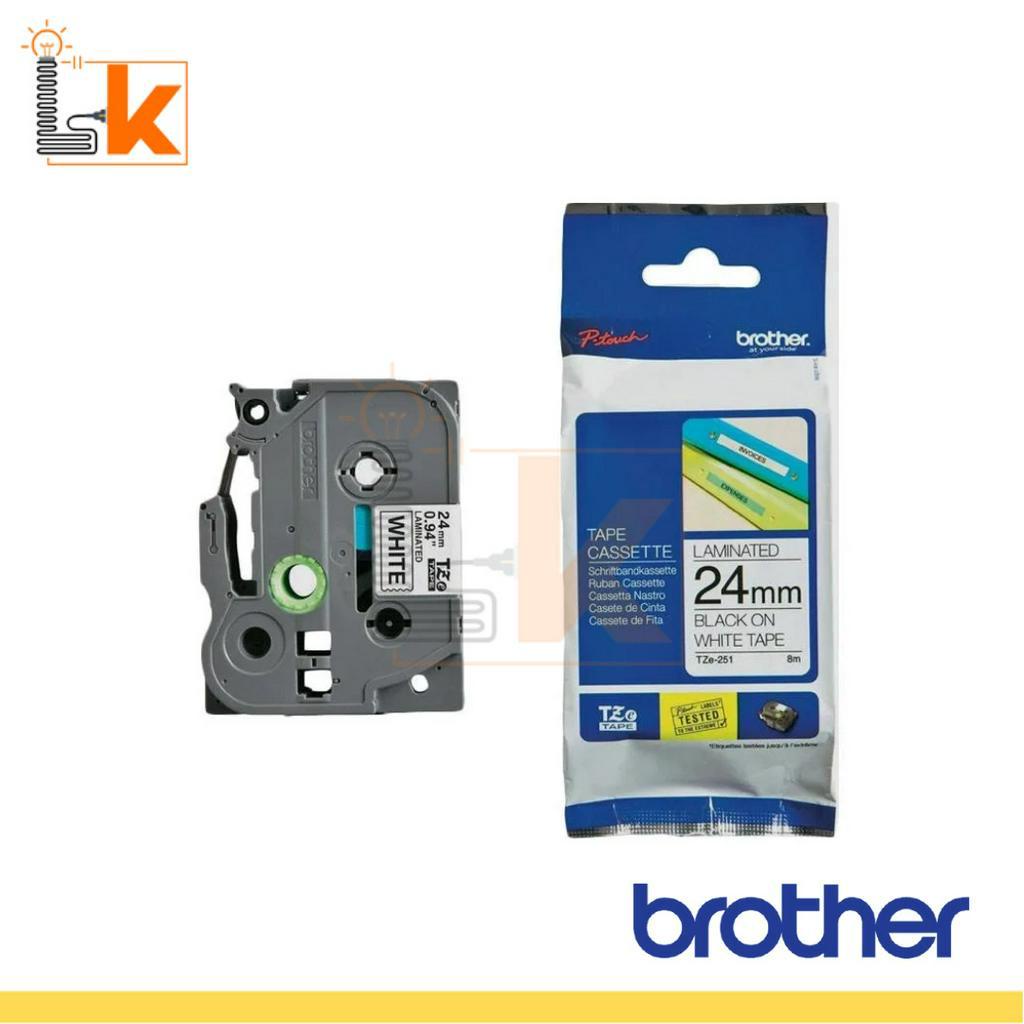 

BROTHER TAPE CASSETE TZE-251 LAMINATED 24MM BLACK ON WHITE TAPE