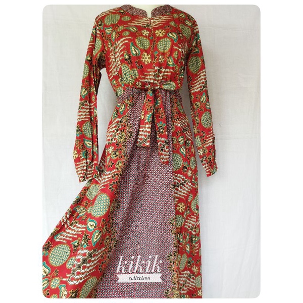 Gamis Katun Motif Batik Longdress Pakaian Muslim Wanita Adem Baju Remaja Ibu Menyusui Fashion Murah 