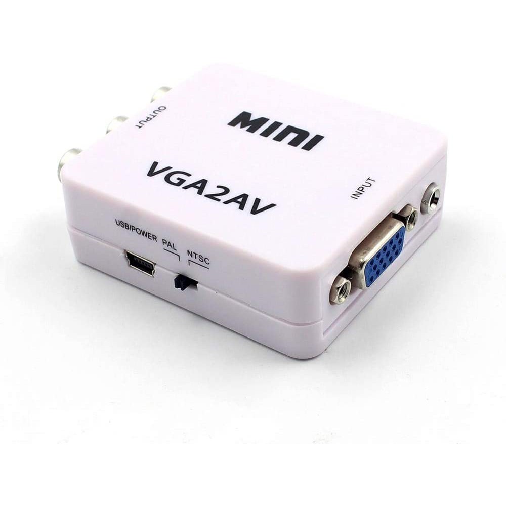 VGA2AV | CONVERTER VGA FEMALE TO AV FEMALE `MINI` + KABEL USB 5 PIN MALE / VGA2AV (BLACK / WHITE)