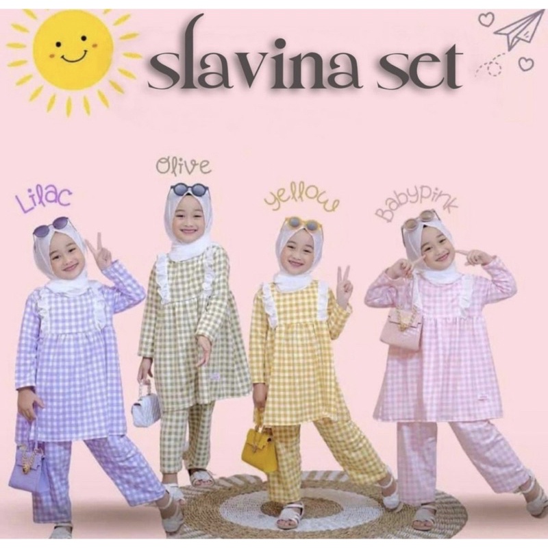 setelan baju anak perempuan model kotak kotak panjang 1-5 tahun