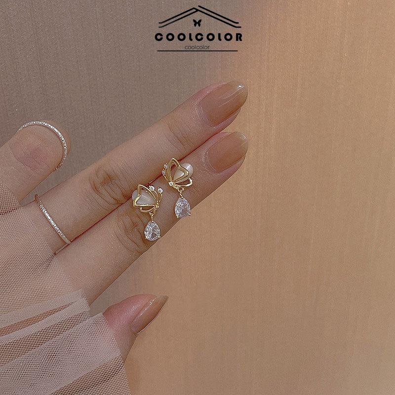 COD❤️Anting  tusuk S925 Zircon Warna Emas anti karat dan anti luntur Earrings panjang Dewasa Gaya Korea  Wanita Fashion Murah