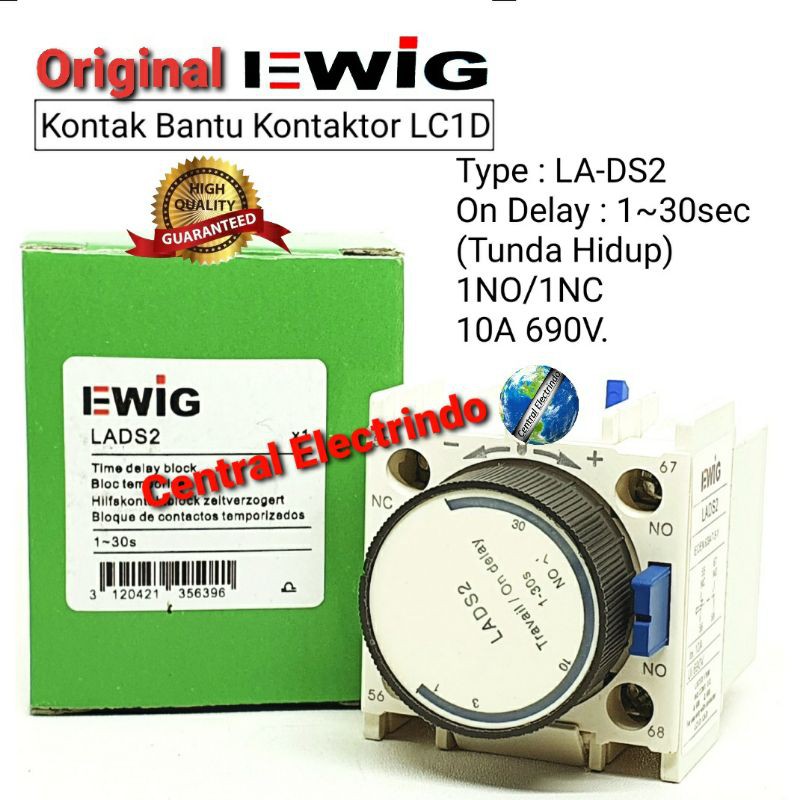 Kontak Bantu Contactor LCID LAD-S2 Tunda Hidup (1~30Sec) EWIG.