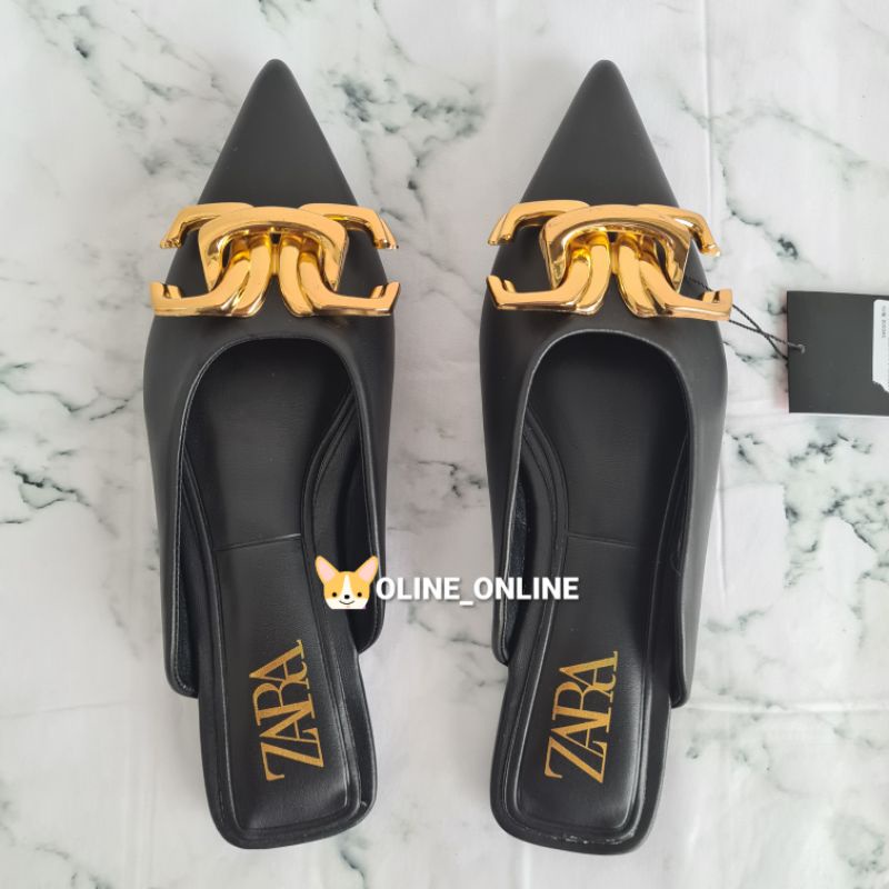 Sandal slip on knot gold hardware (GHW)  new women shoes modern selop flat shoes sepatu sandal mules