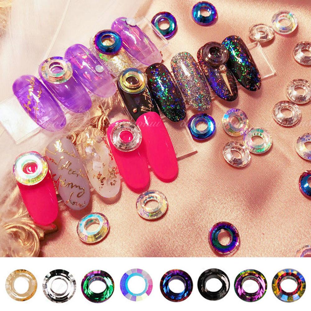 Mxbeauty Cincin Malaikat Kristal Perhiasan Warna-Warni Aurora Manikur Berlian DIY Nail Art Aksesoris