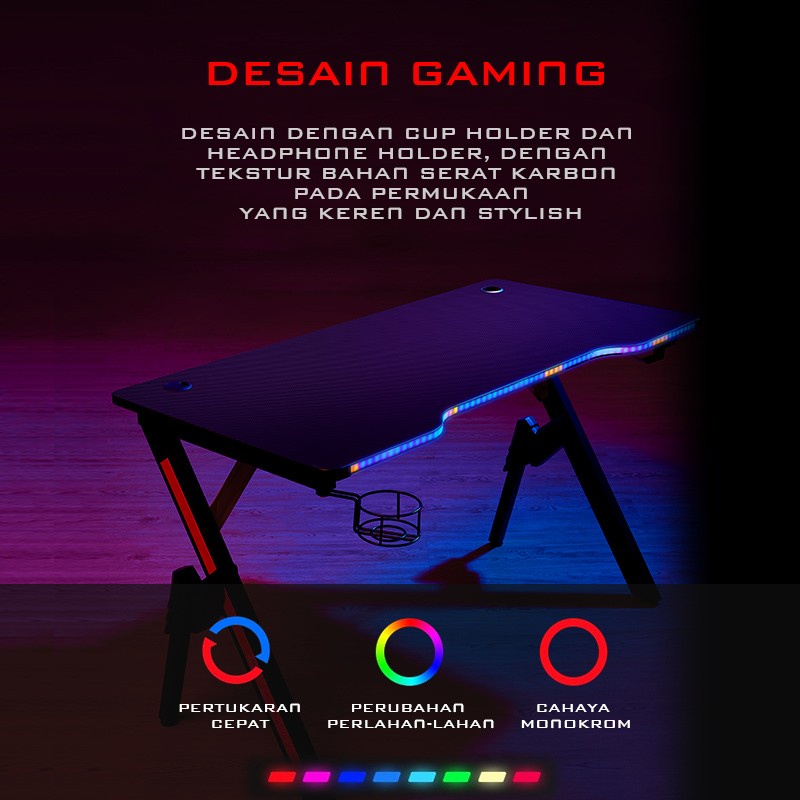 GAMEN Gaming Table BattleDesk Black RGB / Meja Komputer PC Laptop