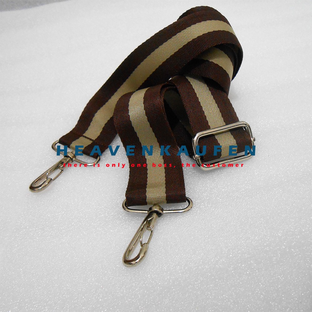 Tali Selempang Tas - Strap Tas Coklat Strip Cream Lebar 3,8 cm