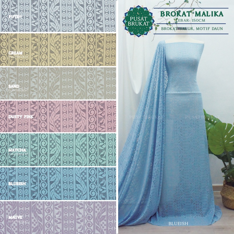 KAIN BROKAT MALIKA TRIMINGLIS MOTIF SALUR POPPY / BAHAN BRUKAT SALUR GARIS PINGGIRAN 22826, LEBAR 150CM  [harga per 0.5m]