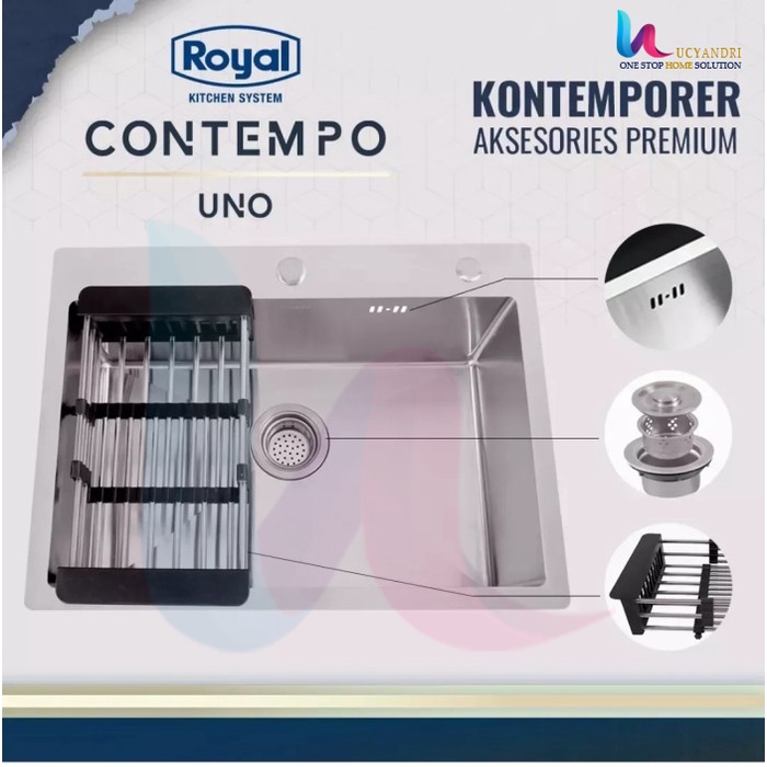 Bak Cuci Piring Royal Contempo Uno Kitchen Sink + Tirisan Stainless