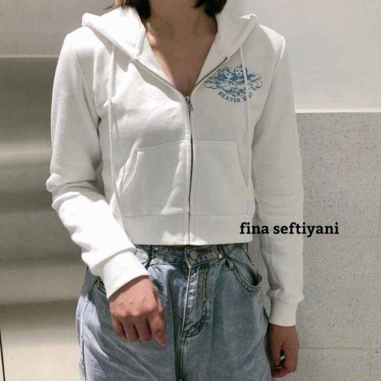 (B1U2) carla crop zip up heaven sent hoodie/jacket zipper //Naik@daun