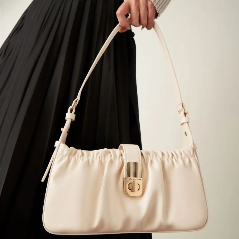 7.7 SALE | CK Enya Ruched Turn-Lock Shoulder Bag