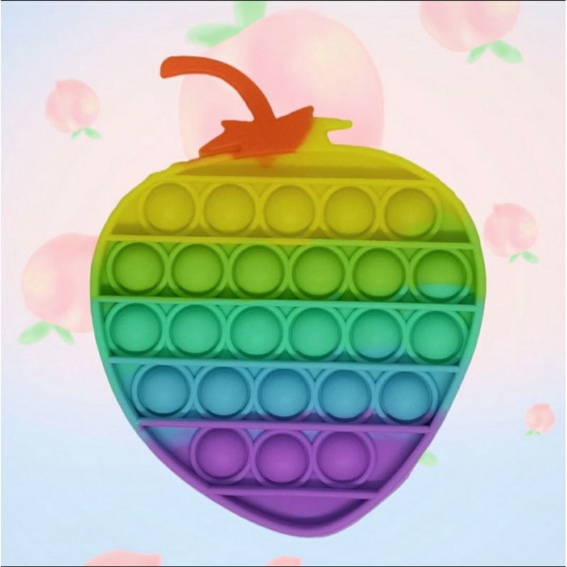 Pop It Buah Apel Strawberry Nanas, Kaki Rainbow | Popit Jerapah Rainbow-Strawberry Rainbow