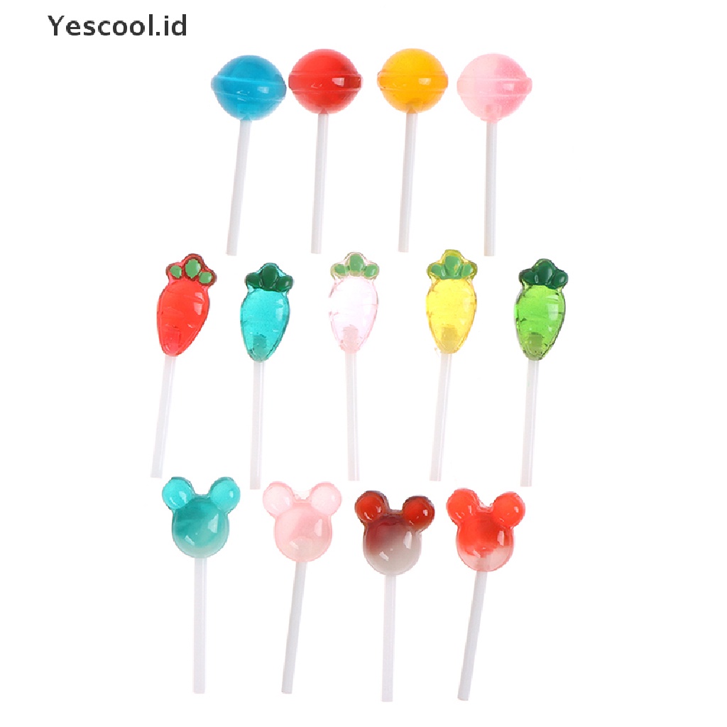 (Yescool) 5pcs / Set Mainan Lolipop Mini Bahan Resin Untuk Aksesoris Rumah Boneka