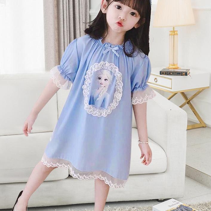 heybaby BLUE ICE EBV Baju Anak Perempuan Dress Setelan Renda Import  바