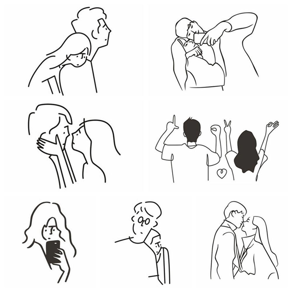 R-flower Couple Portrait Stiker Hadiah Kamar Mandi Wallpaper DIY Ornamen Wall Art