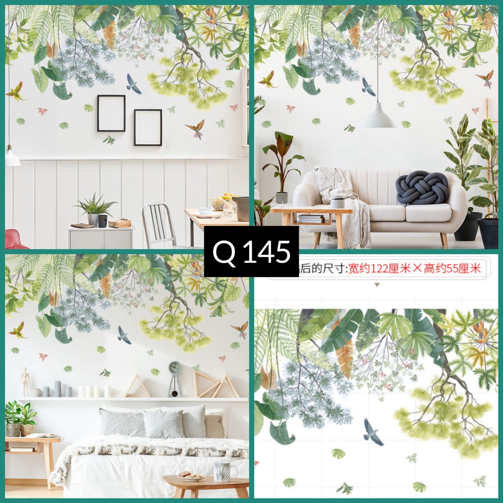 WALLSTIKER WALLSTIKER WALL STICKER STIKER PAPER WALLPAPER DINDING D3 MOTIF TANAMAN HIJAU DAUN POHON KAKTUS MONSTERA DEKORASI CAFE RUMAH PINTU JENDELA CERMIN KACA HIASAN KERAMIK KAMAR MANDI TOILET ANTI AIR WATERPROOF TEGEL KOMPOR KULKAS DAPUR 3D AESTHENTIC-Q 145