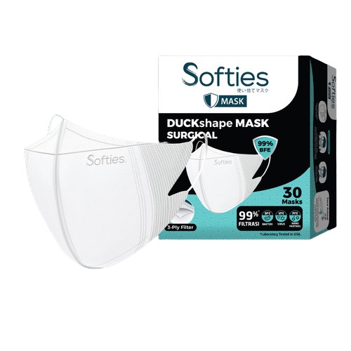 MASKER SOFTIES DUCKSHAPE SURGICAL 3 PLY 1 BOX ISI 30 DUCKBILL