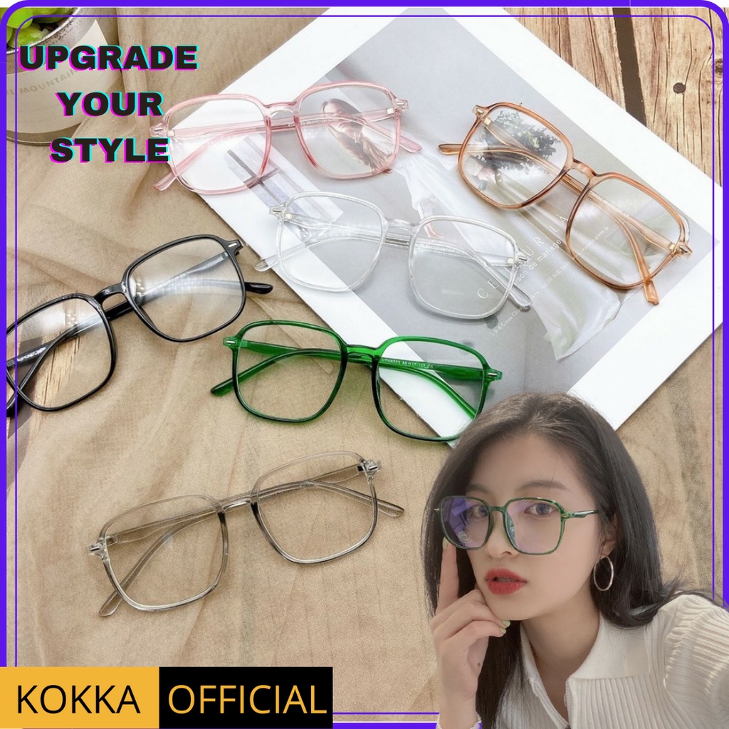 KOKKA OFFICIAL✅ Kacamata Fashion Transparan Anti Radiasi Petak Unisex Sunglasses Lensa Transparan