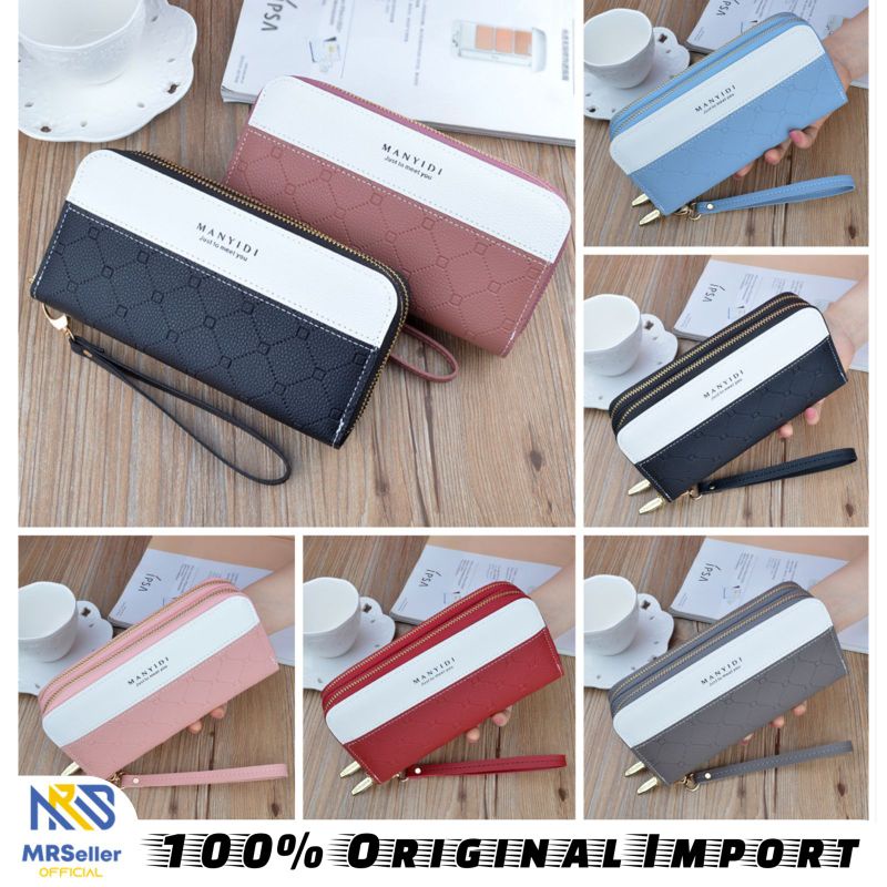 MANYIDI Dompet Wanita Panjang 2 Resleting Murah Import Premium Kulit B515