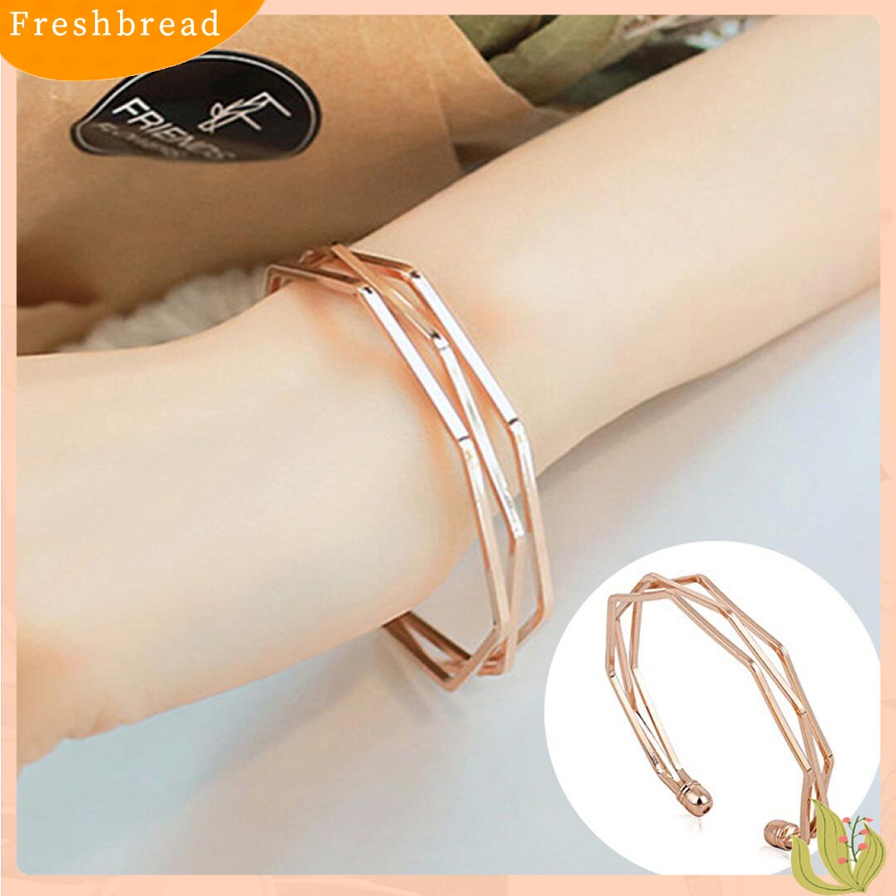 [TERLARIS]Fashion Women Multi Layers Geometry Shape Open End Bangle Bracelet Wrist Jewelry