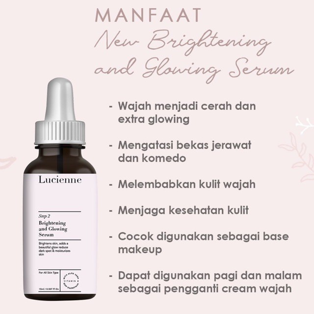 [FREE SHEETMASK] SERUM PENCERAH / PEMUTIH WAJAH LUCIENNE BRIGHTENING AND GLOWING SERUM