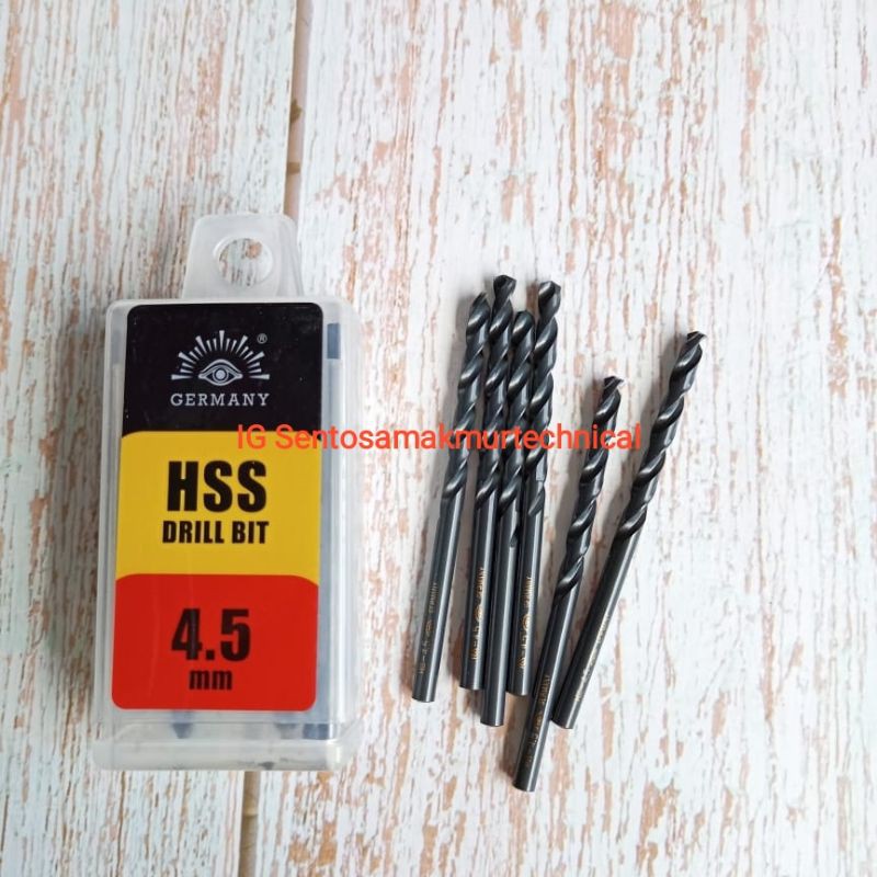 TJAP MATA 4,5 MM Mata Bor Besi HSS 4.5mm Tjapmata