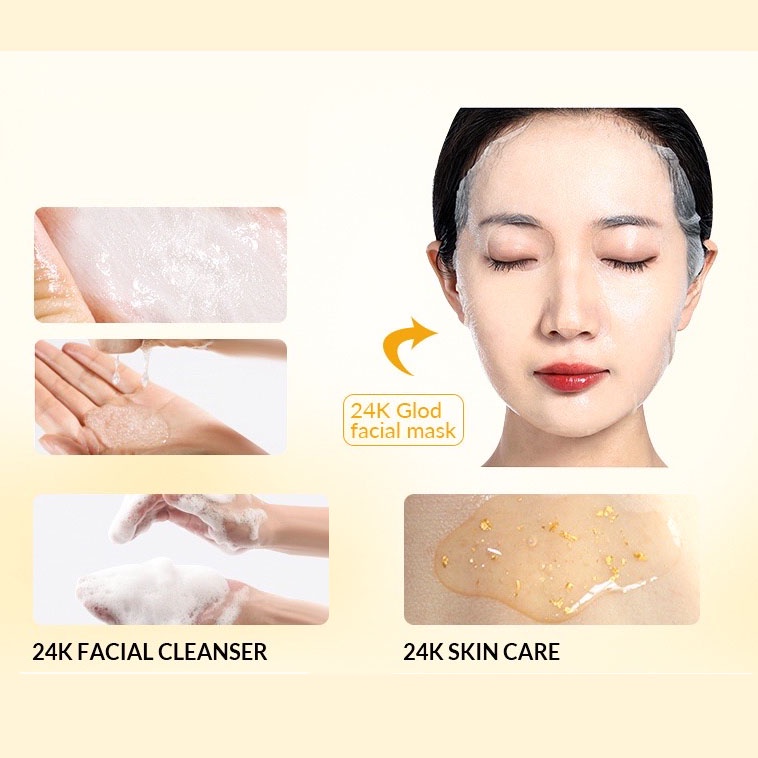 Masker Wajah Bioaqua 24k Gold Facial Treatment Set 3 in 1 BPOM Paket Skin Care Bioaqua 24k Gold