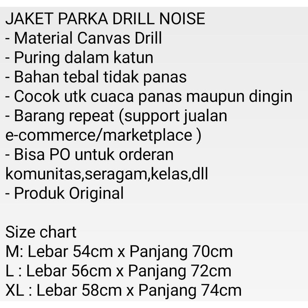 AKN- Jaket Pria Jaket Parka Drill Pria Jacket Berkualitas Premium Noise / JAKET PARKA PRIA ORIGINAL / JAKET PARKA CANVAS DRILL / JAKET PARKA ORIGINAL WOLV