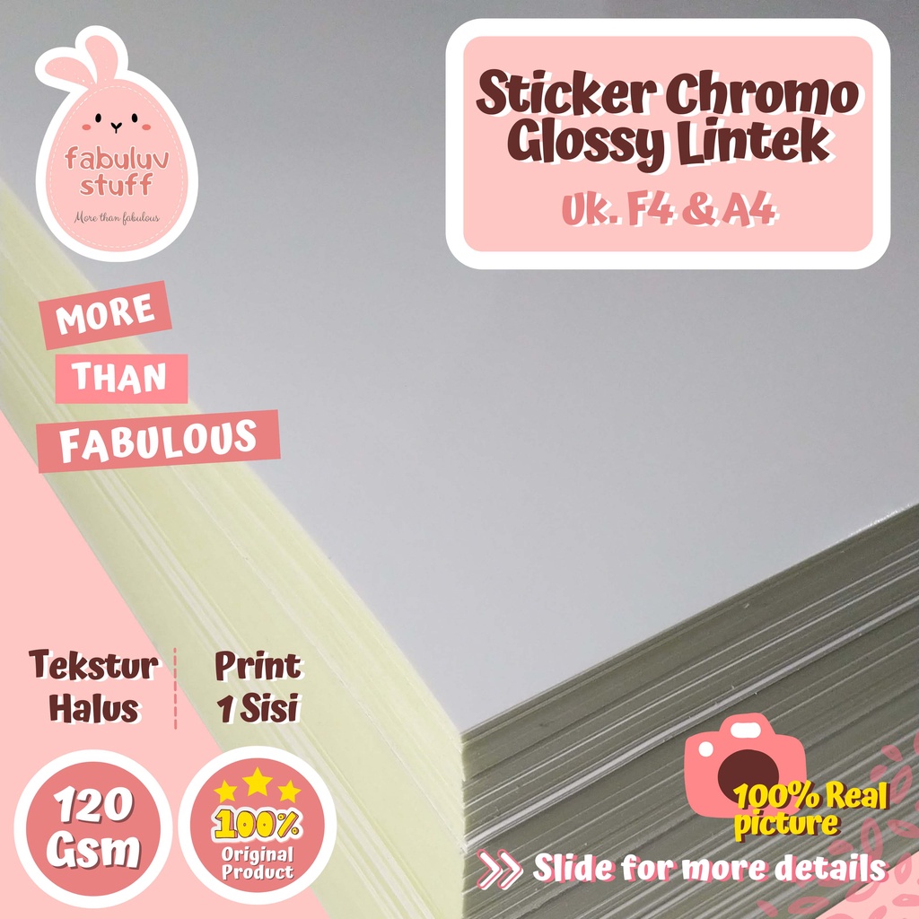 

Kertas Sticker Chromo Glossy Lintek 120 gsm F4 A4