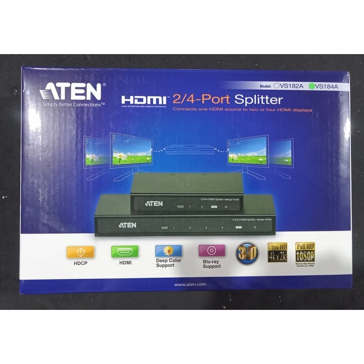 ATEN VS184A 4-Port 4K HDMI Splitter GARANSI RESMI | 4 port 4K HDMI spliter