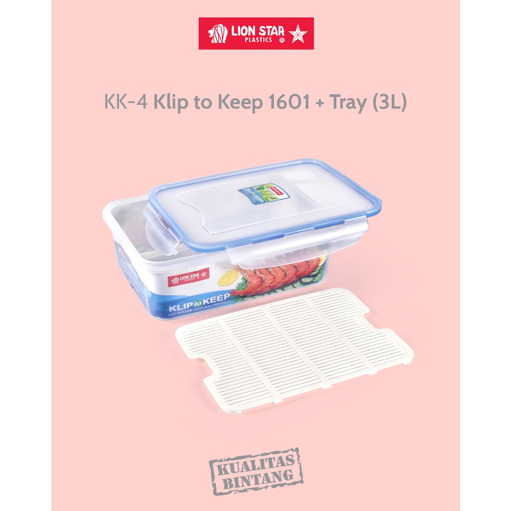 tempat ikan serbaguna + saringan LION STAR KK-4 Klip To Keep 1601 Tray (3 Liter)