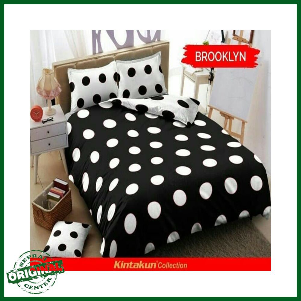 SEPRAI KINTAKUN D'LUXE / SPRAI KINTAKUN D'LUXE BROOKLYN No.3 SINGLE 120 SPREI HITAM POLKADOT PUTIH