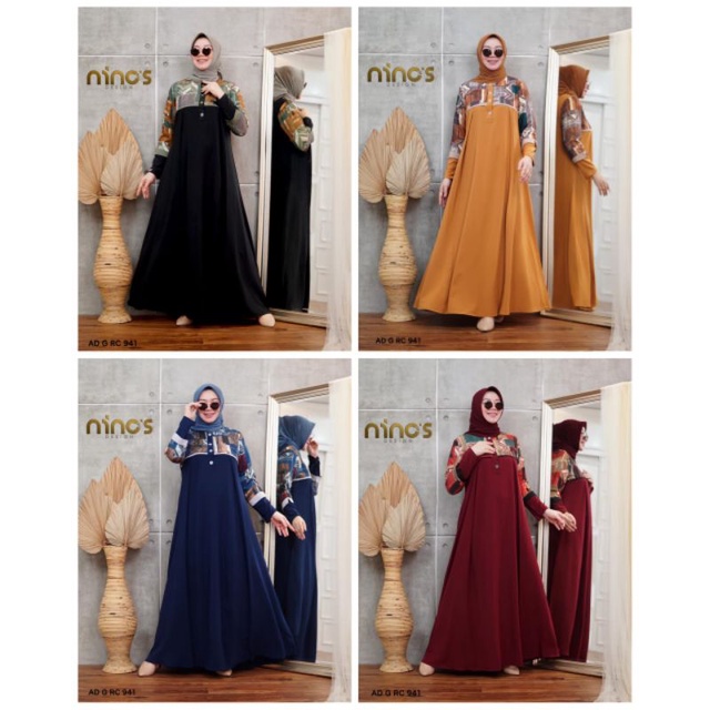 gamis polos kombinasi