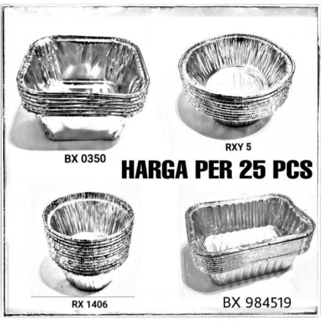 25 Biji Aluminium Foil Tray cup bx 350  bx 984519 rx 1406 rx 14081 oval ox 1225 bx 5260