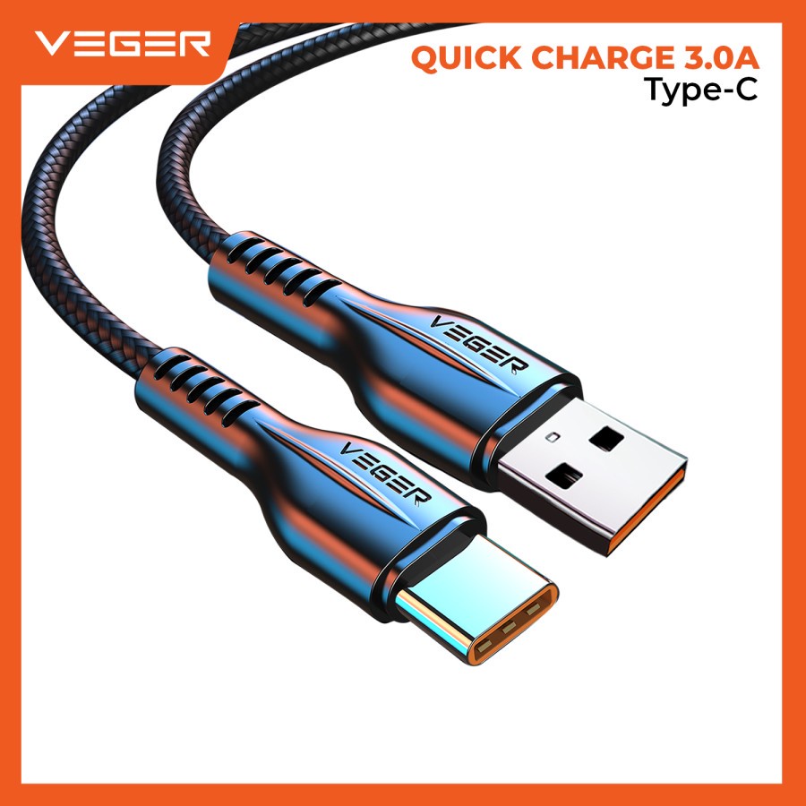 Kabel Data Veger VG18 Tipe C Fast Charging 3.0A 1000mm Original