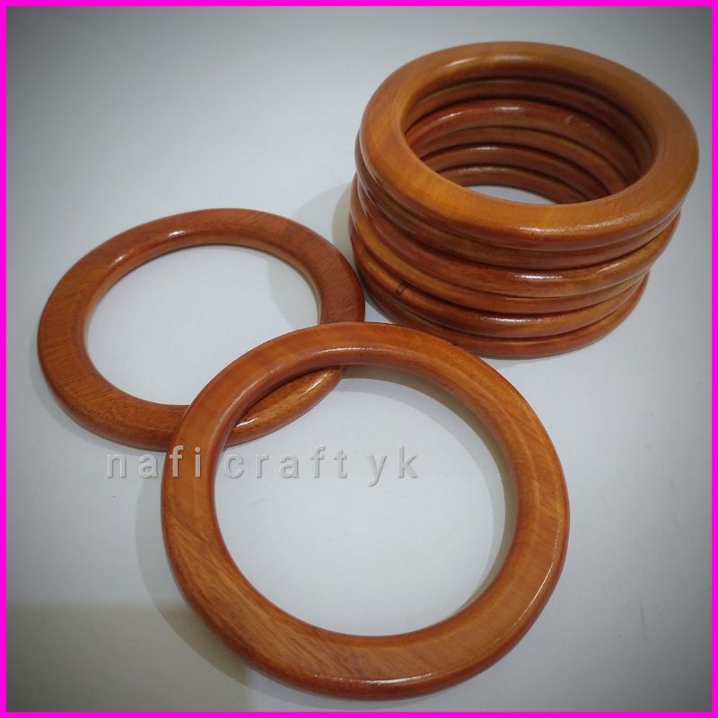 ring kayu diameter 11 cm - handle tas - ring kayu macrame - handle ring - handle bulat - bulat kayu