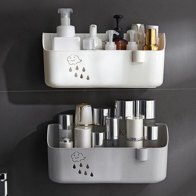 Punch Free Toilet Rack Wall Mounted Household Toilet Bathroom Vanity Wall Cosmetic Storage Rack Shopee Indonesia