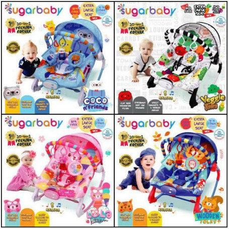 Sugar Baby Rocker Bouncer Premium 10 in 1 Veggie Tales Lola Kitten Coco N Friends Wooden Folks