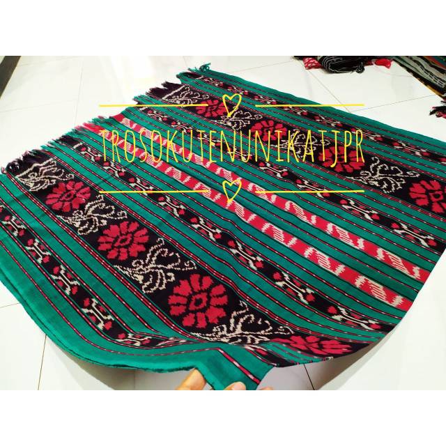Kain Tenun Blanket Ikat Etnik Jepara Promo Termurah Hijau Bunga