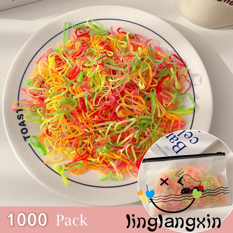 LLX-500/1000 Pcs Hair Ties, Women Girls Disposable Rubber Bands, Elastic Solid Color/Colorful Non-Slip Headwear