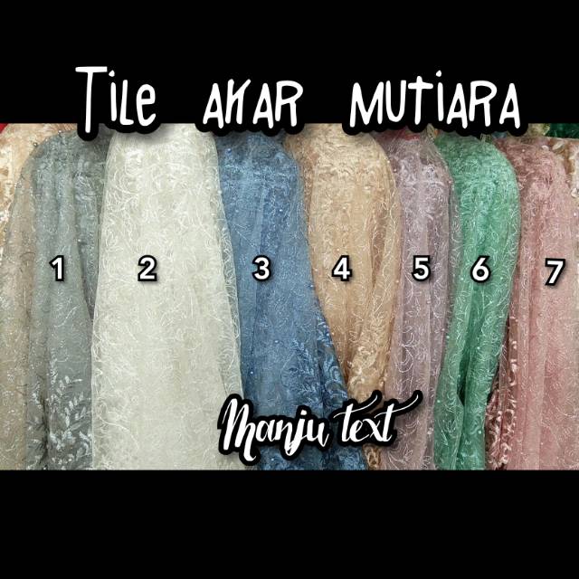 Kain tile akar mutiara /bahan Tulle mutiara/bahan gaun,dress,seragaman pesta,kebaya,dll.