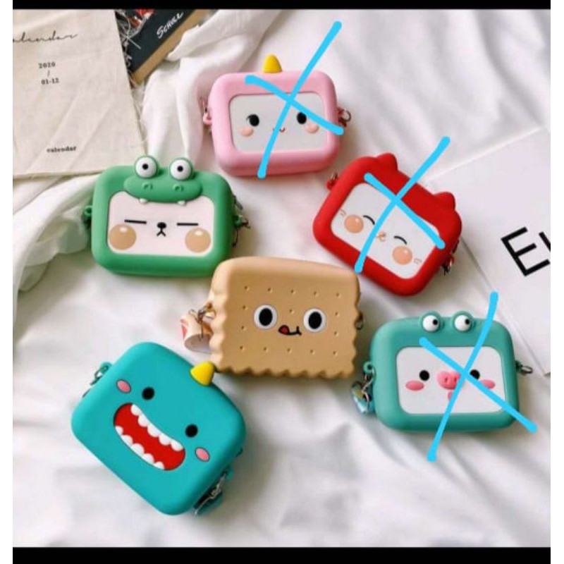 Laristerus79 TAS JELLY anak lucu karakter biscuit kodok dino tas karakter anak salempang motif lucuu