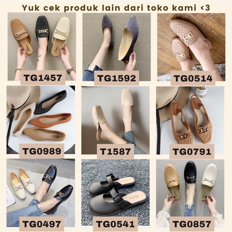 GROSIRTAS TG0791 Sepatu Flatshoes Wanita Import Motif V Fashion Korea