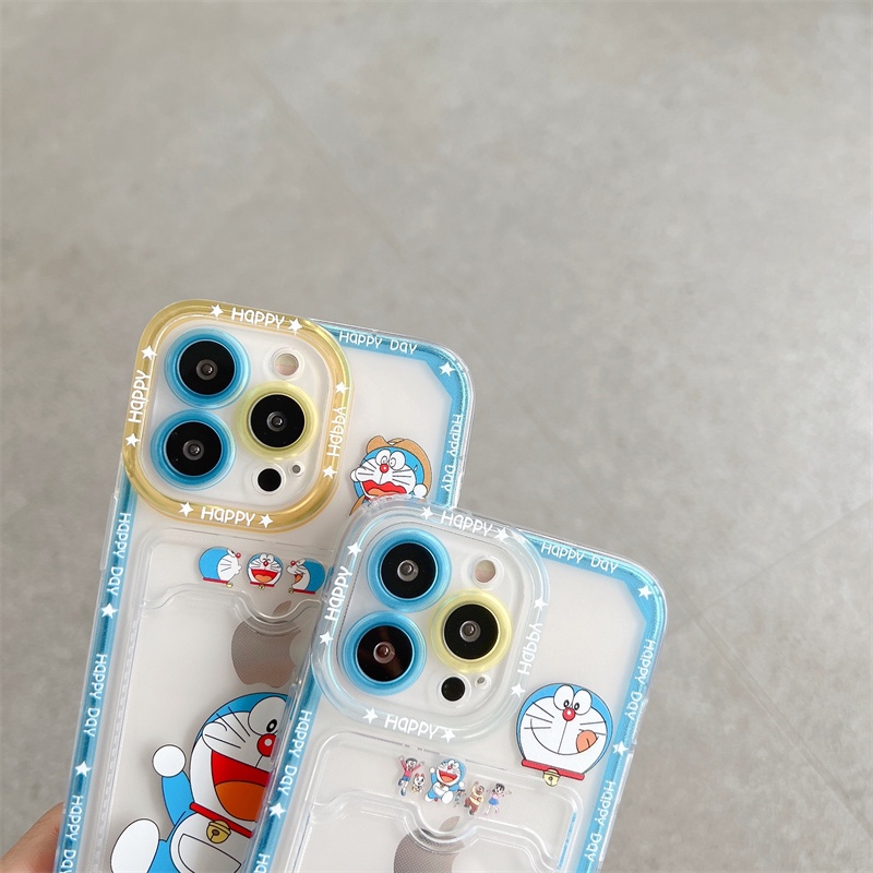 Soft Case Pelindung Lensa Transparan Desain Doraemon Untuk iPhone 12 13 Pro MAX 11 X XR XS MAX 7 8 Plus